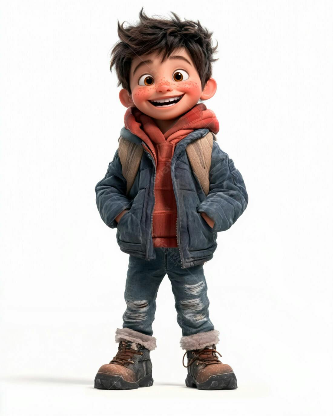Menino sorridente com roupas de inverno