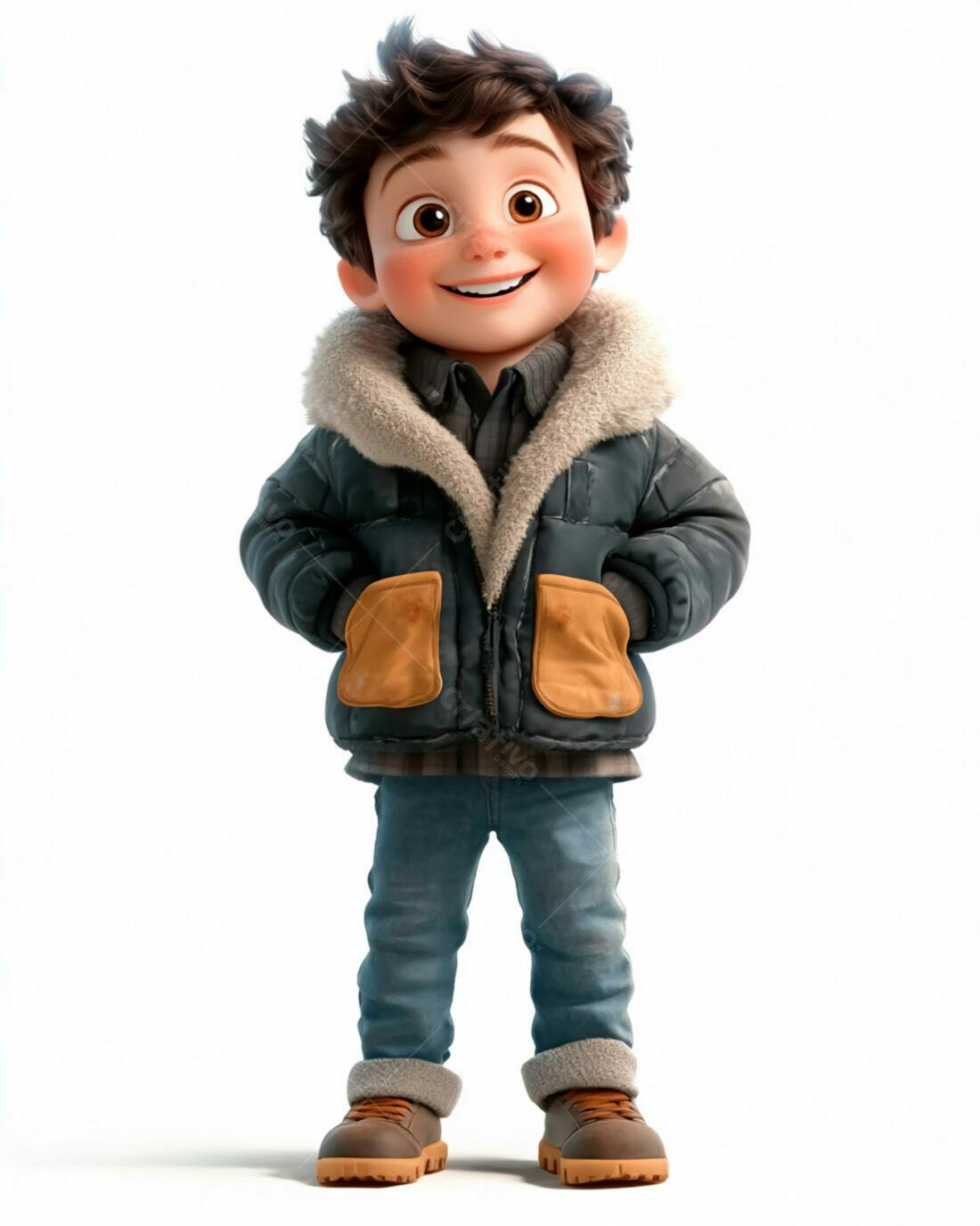 Menino sorridente com casaco de inverno