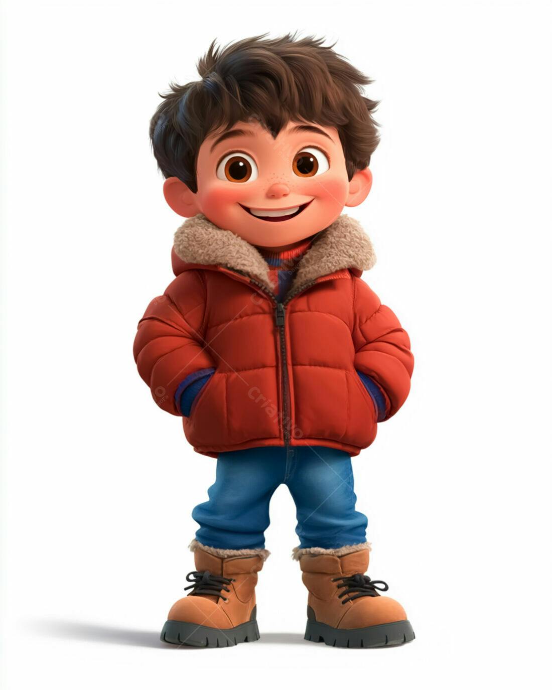 Menino sorridente com casaco vermelho