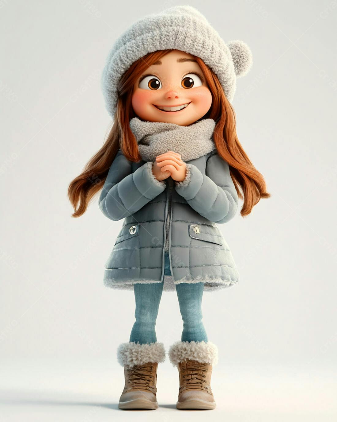 Menina feliz em roupa de inverno