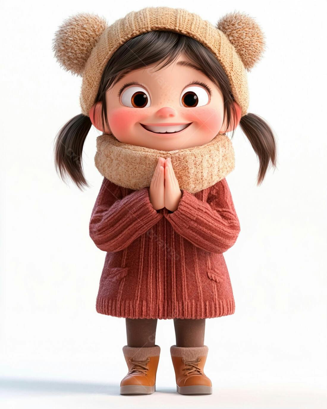 Menina fofa em roupa de inverno