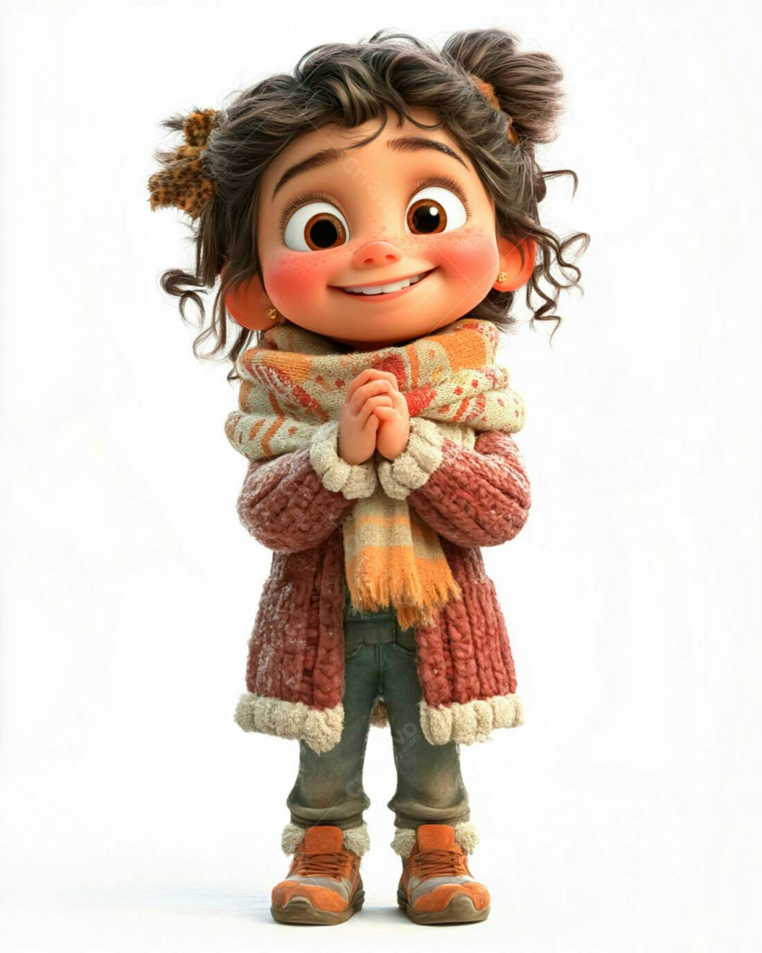 Menina fofa com roupas de inverno