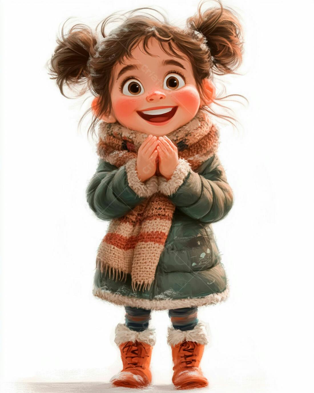 Menina sorridente com roupa de inverno