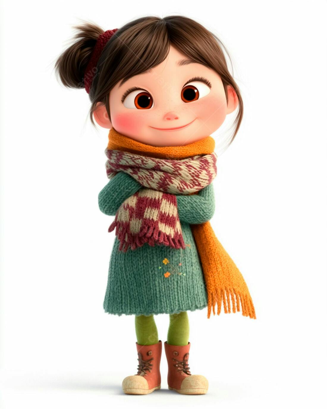 Menina fofa com cachecol em dia frio
