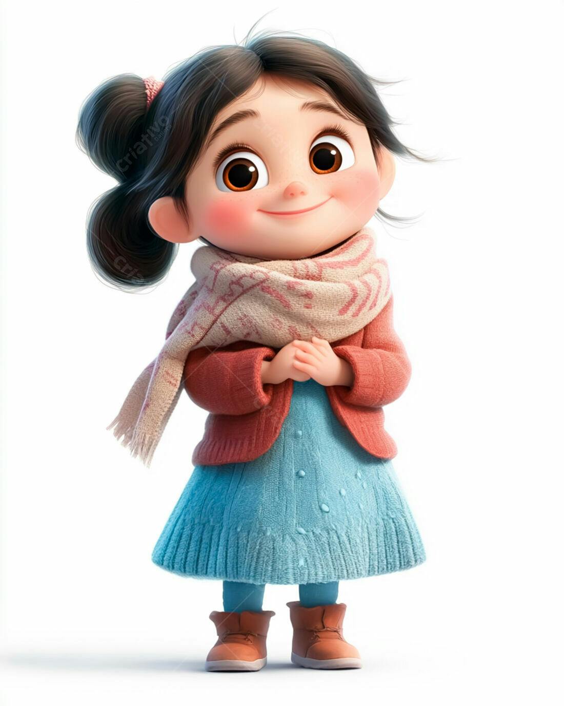Menina fofa usando roupa de inverno