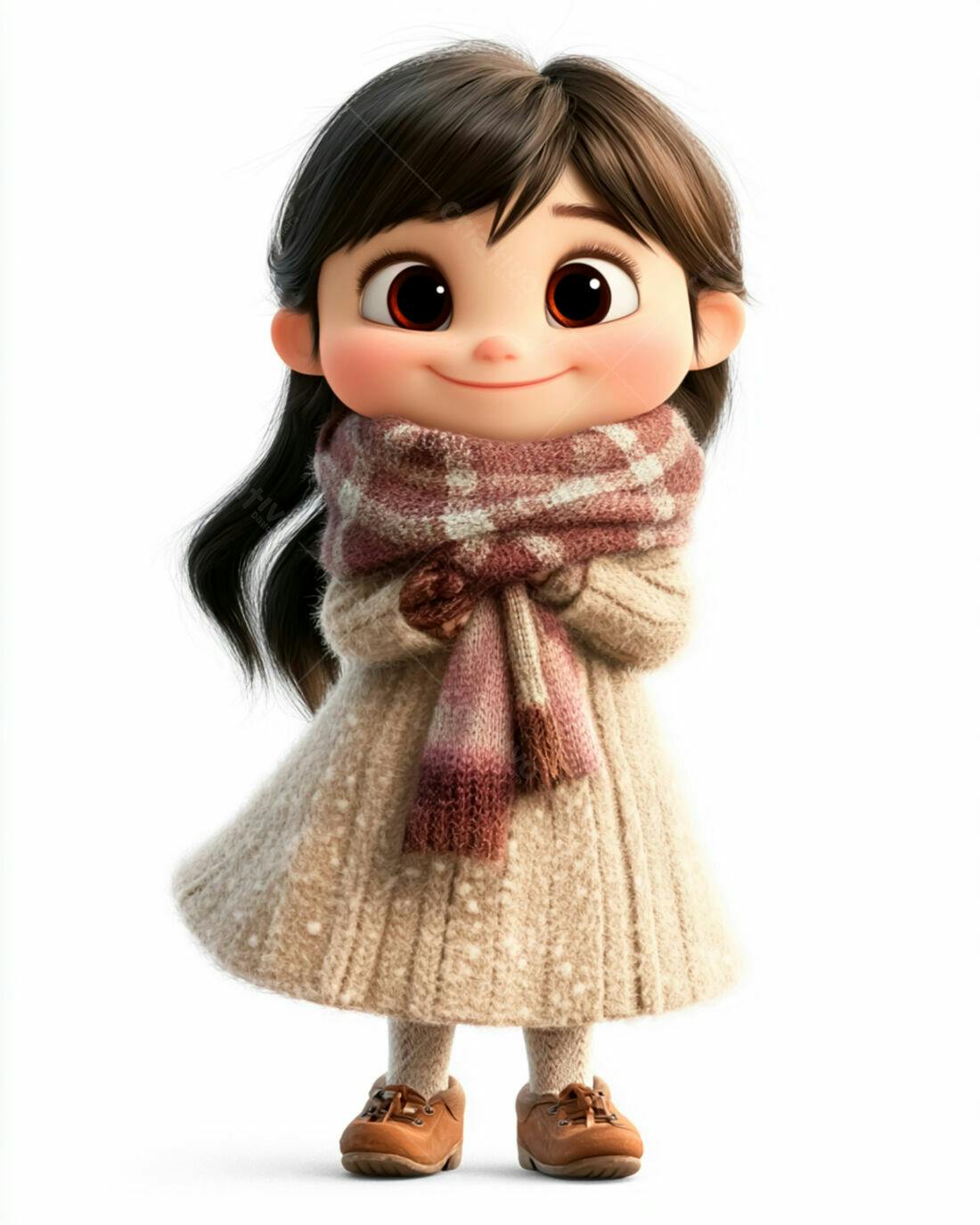 Menina fofa com roupa de inverno
