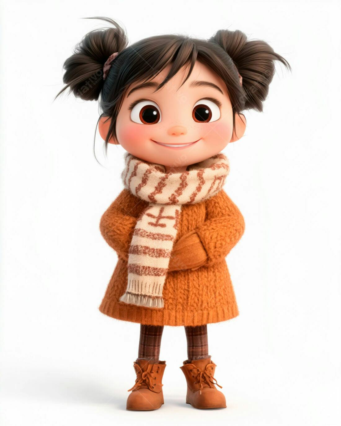 Menina fofa com roupa de inverno