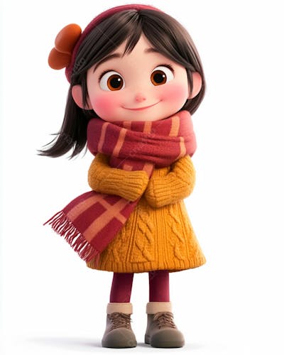 Imagem De Uma Garotinha Personagem De Desenho 3D