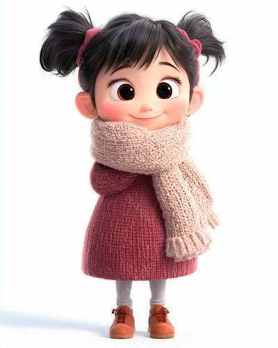 Imagem De Uma Garotinha Personagem De Desenho 3D