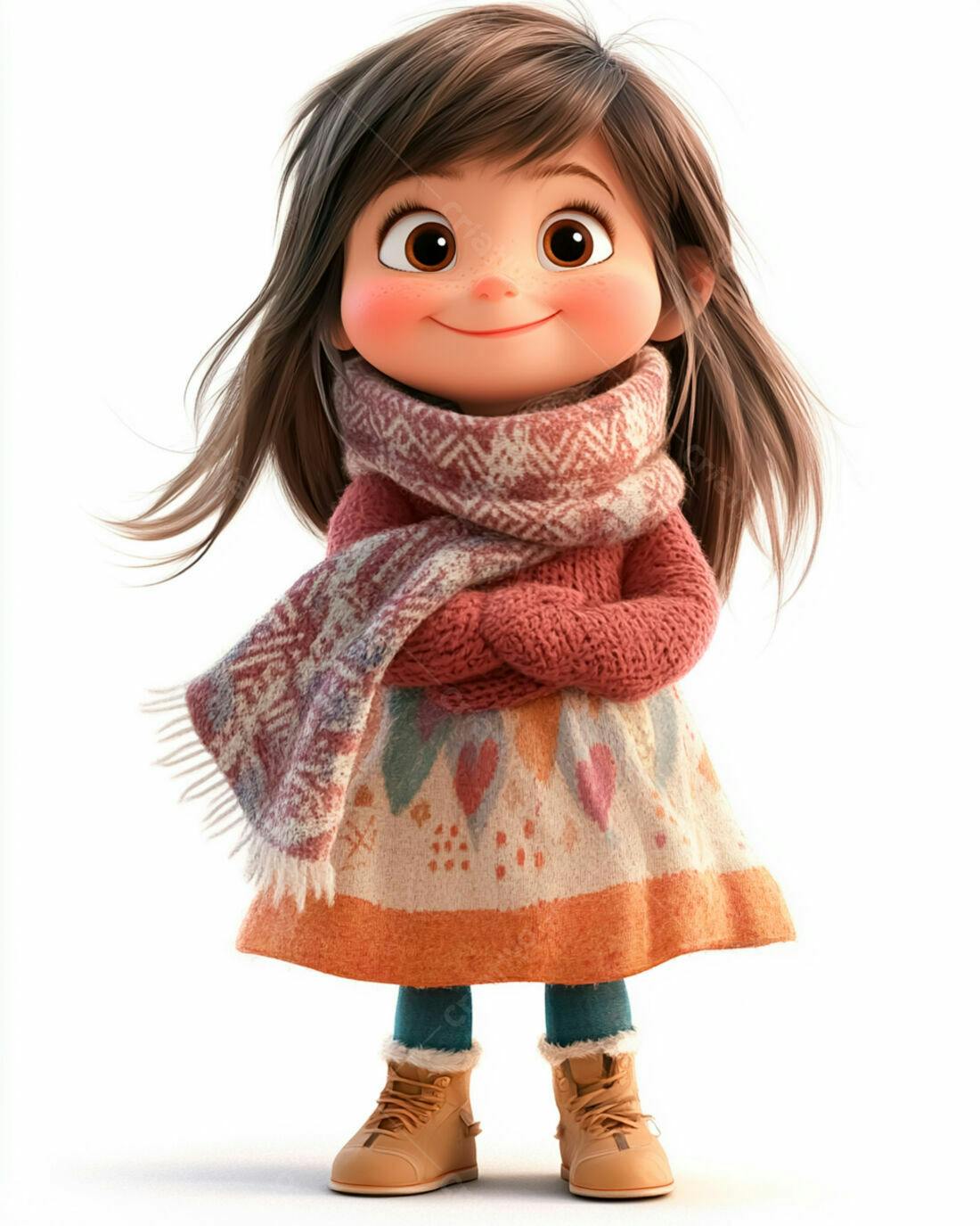 Menina fofa com roupa de inverno
