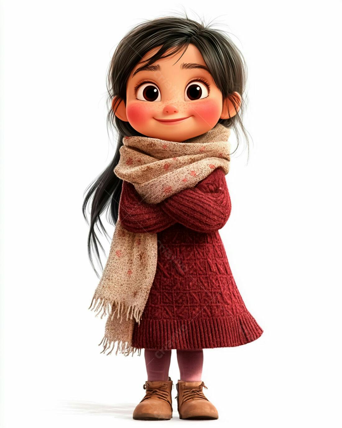 Menina fofa com roupa de inverno