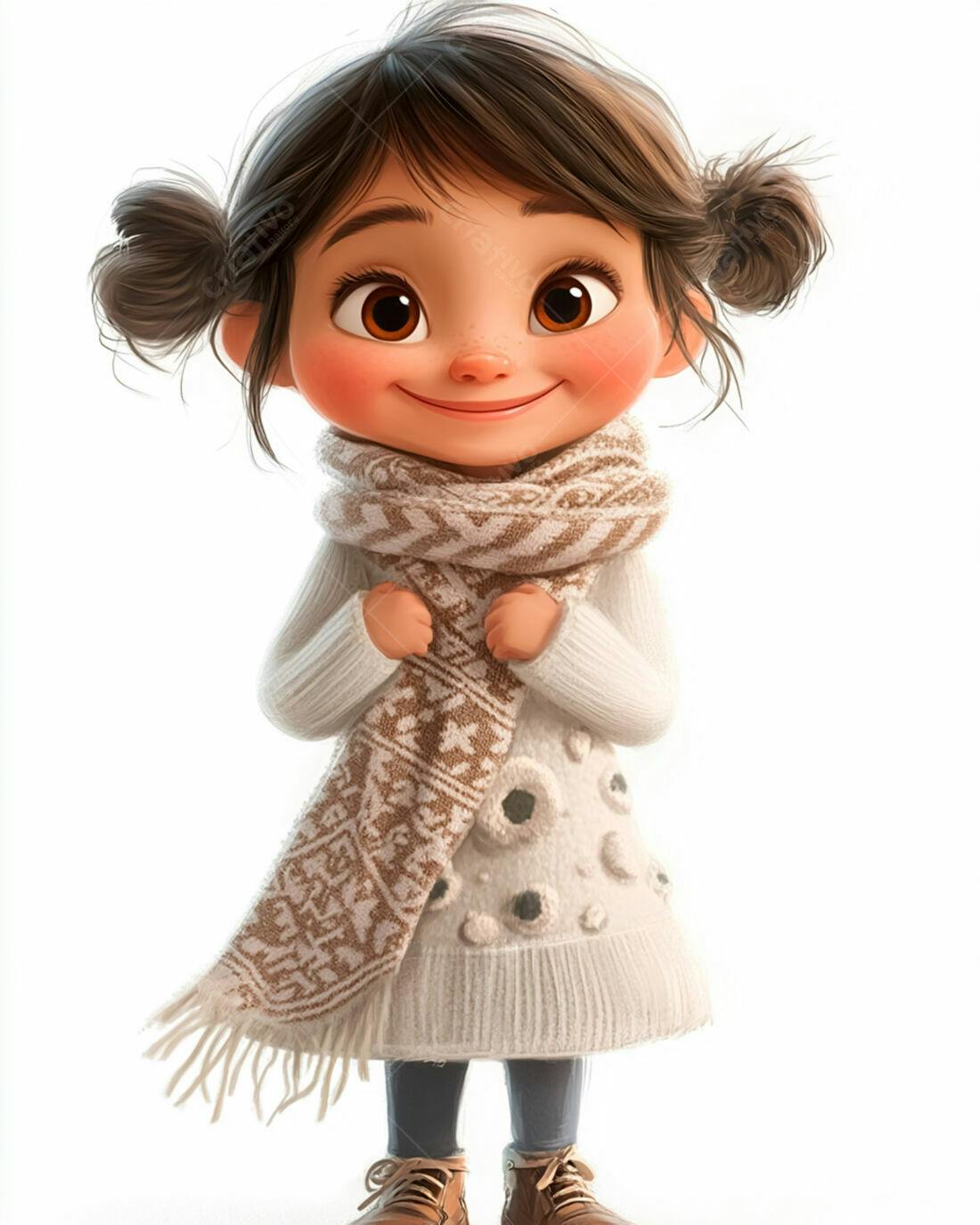 Menina fofa com cachecol de inverno