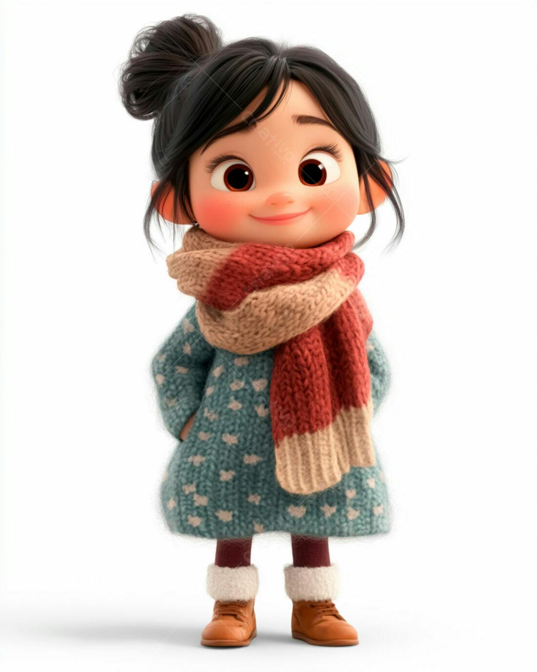 Menina fofa com roupa de inverno