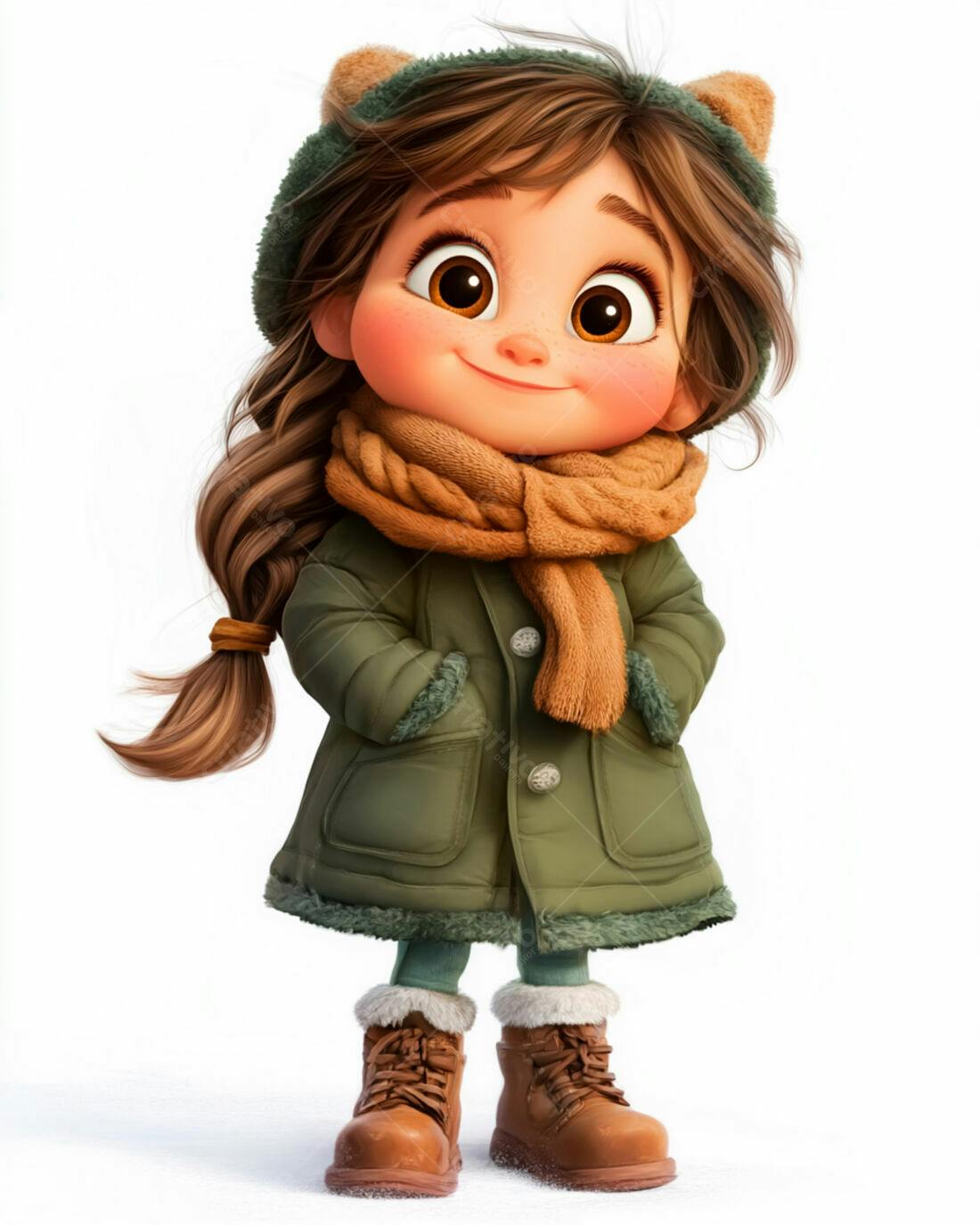 Menina fofa com roupa de inverno