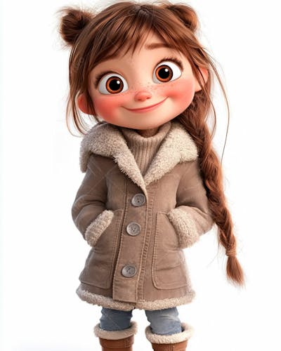 Imagem De Uma Garotinha Personagem De Desenho 3D
