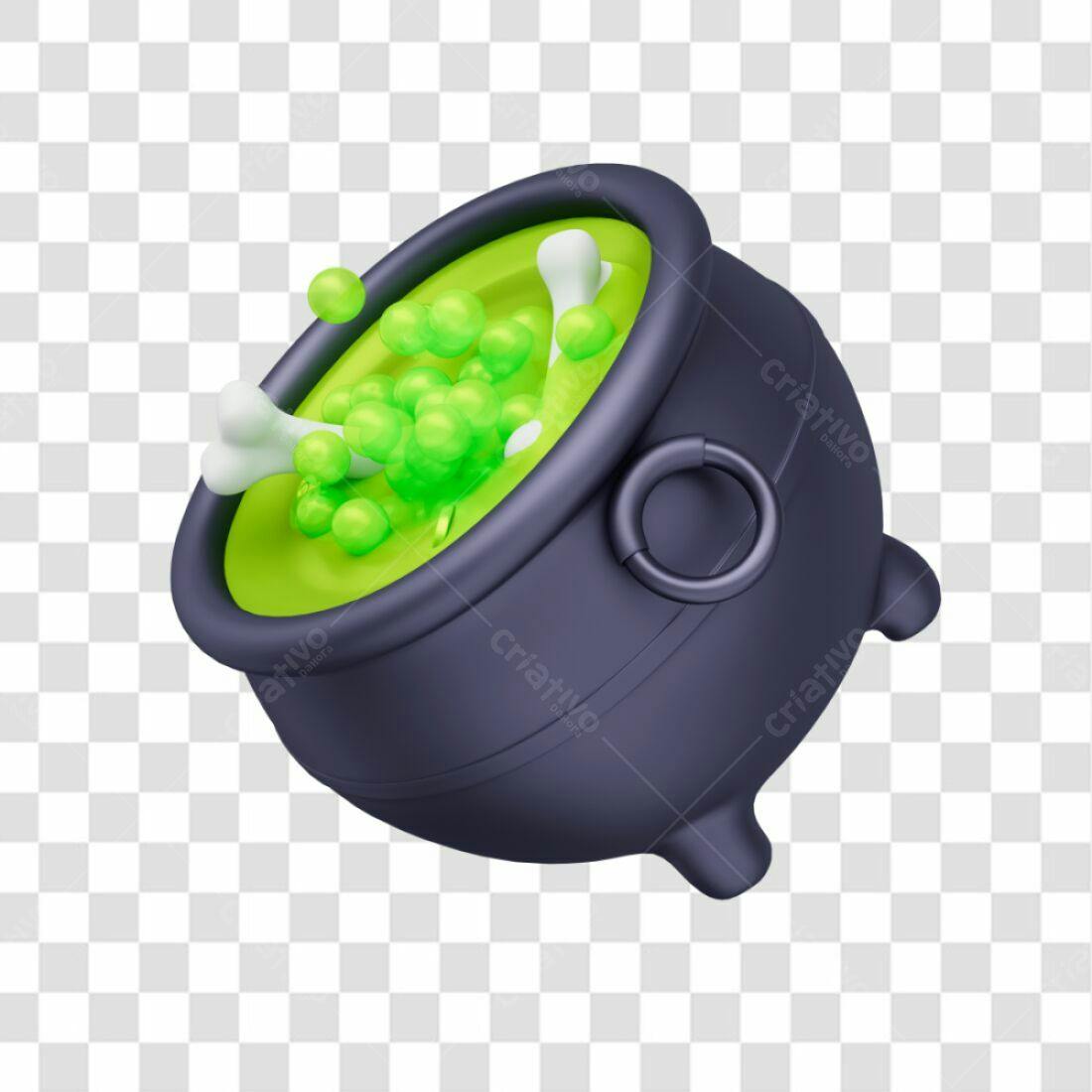Icone Halloween Caldeirão com Poção Verde PNG com fundo transparente