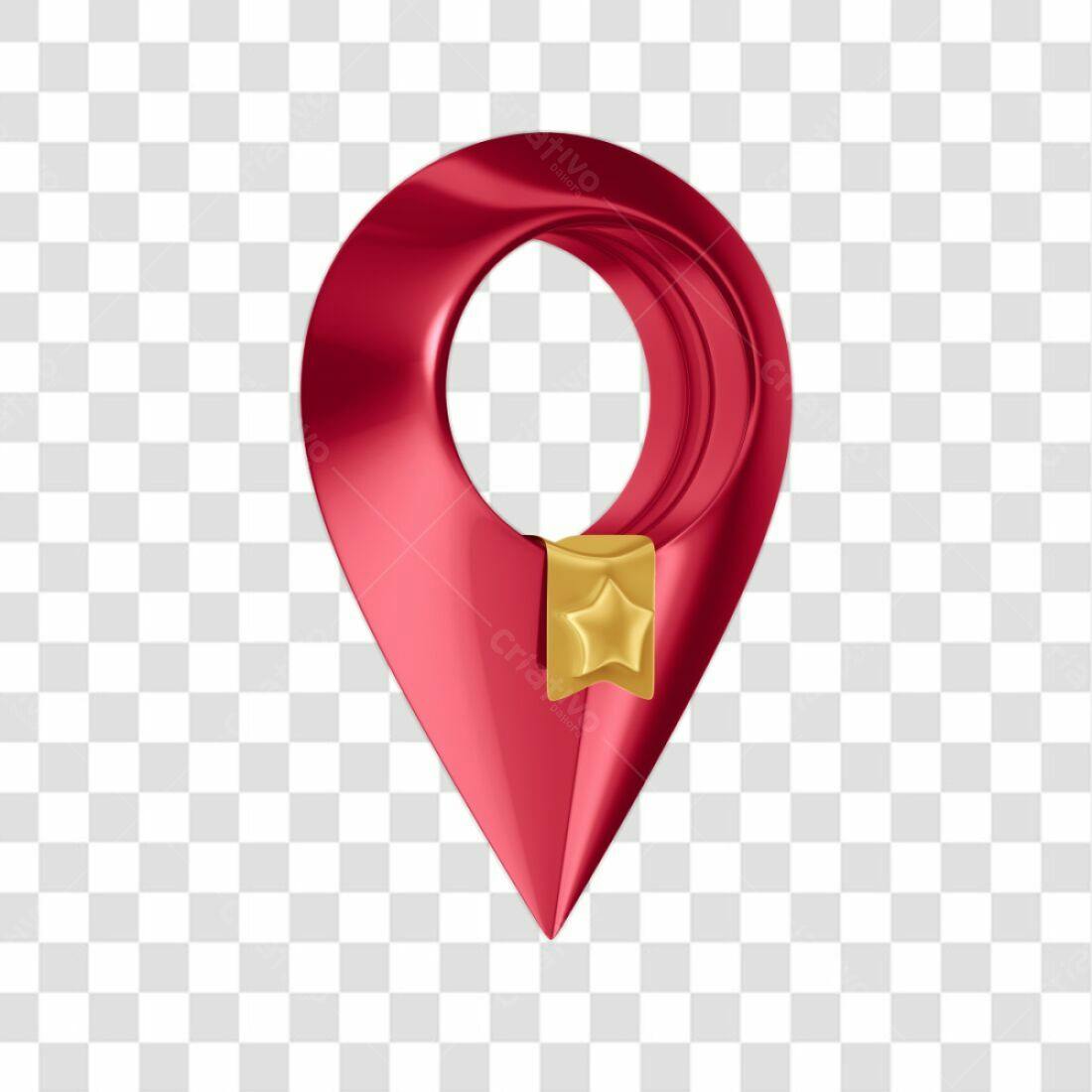 Icone Marcador de Localização Vermelho e Dourado PNG com fundo transparente
