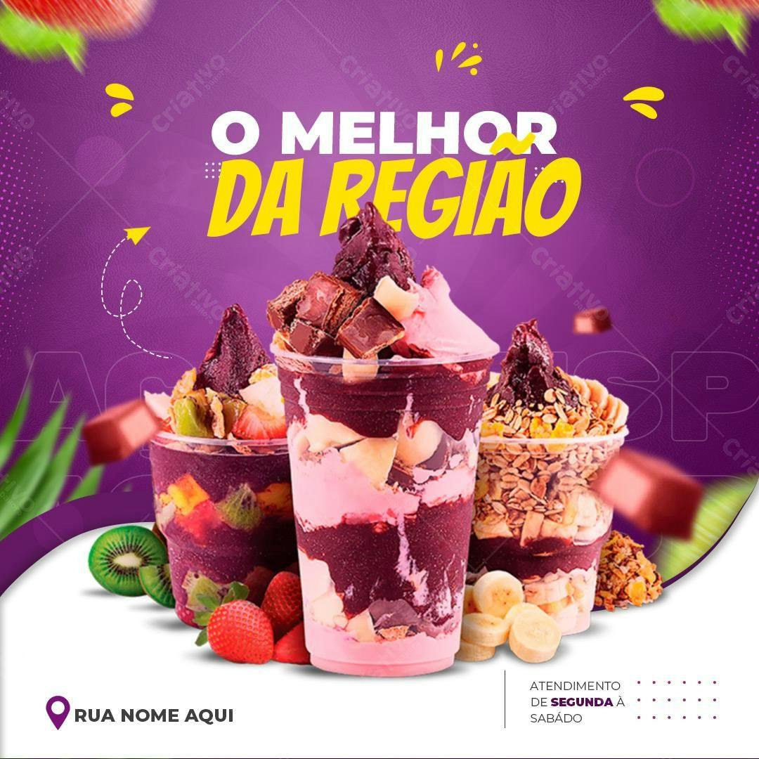 Flyer Açaí: O Melhor da Região PSD Editável