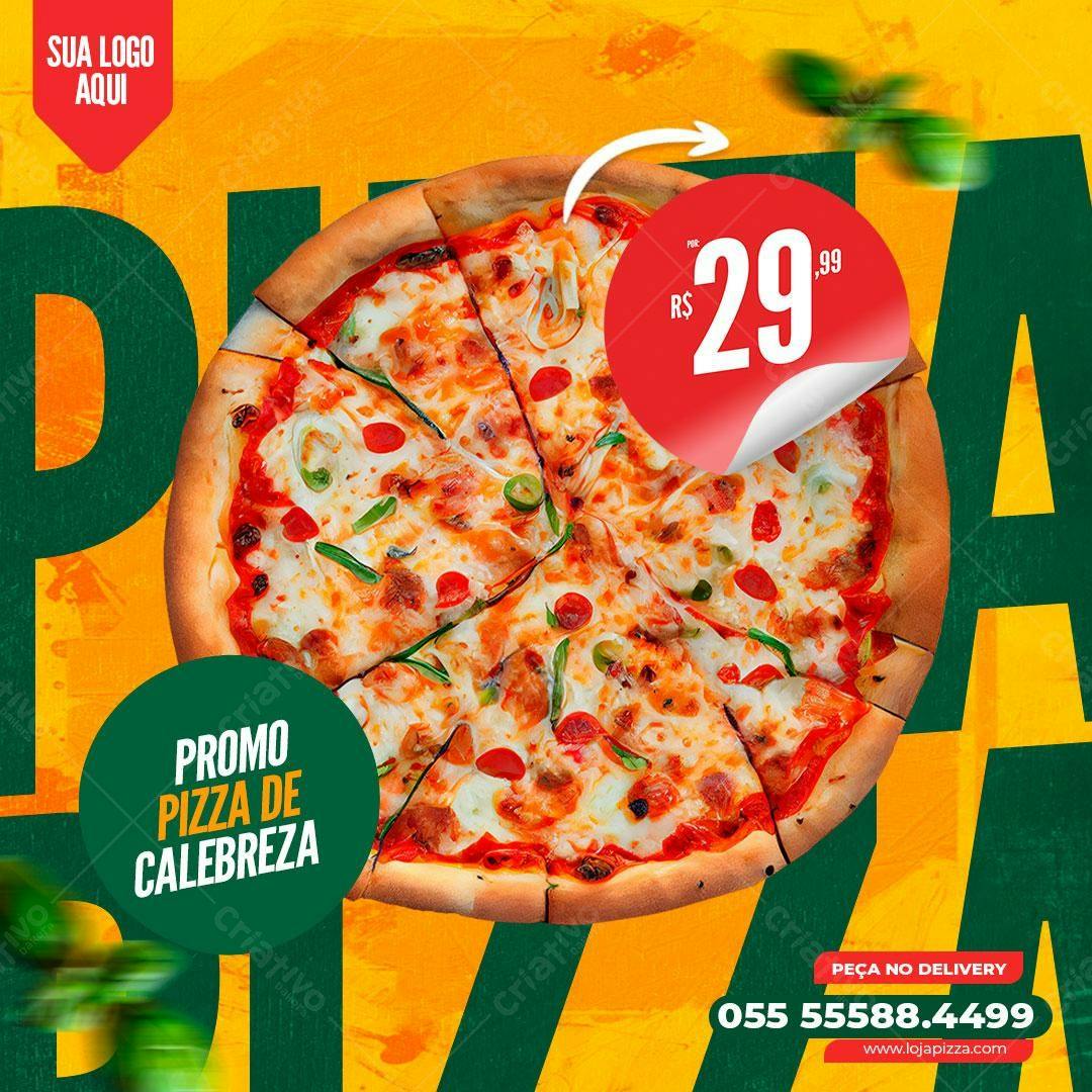 Flyer Promoção Pizza Calabresa PSD Editável