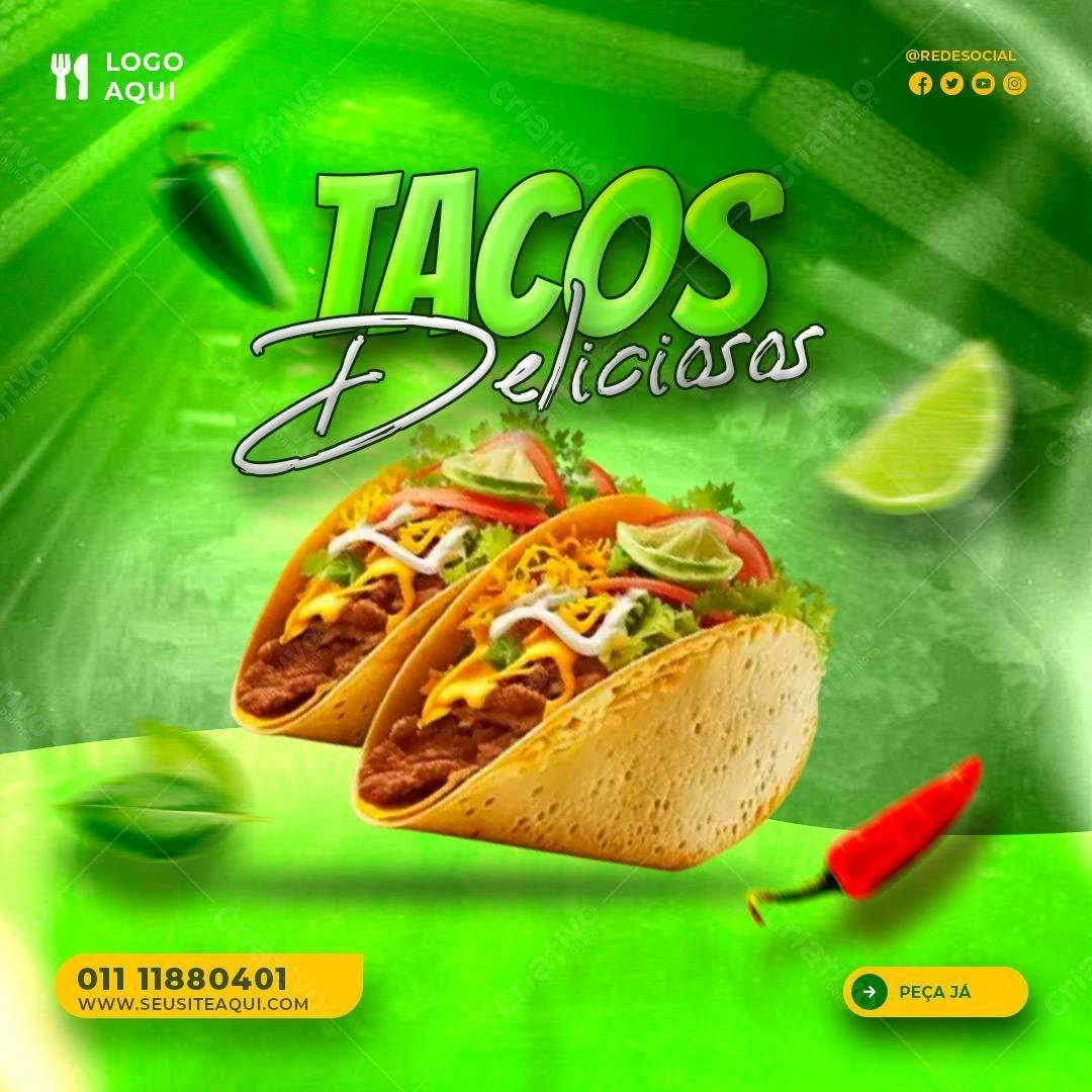 Flyer para Lanchonete/Restaurante de Tacos PSD Editável