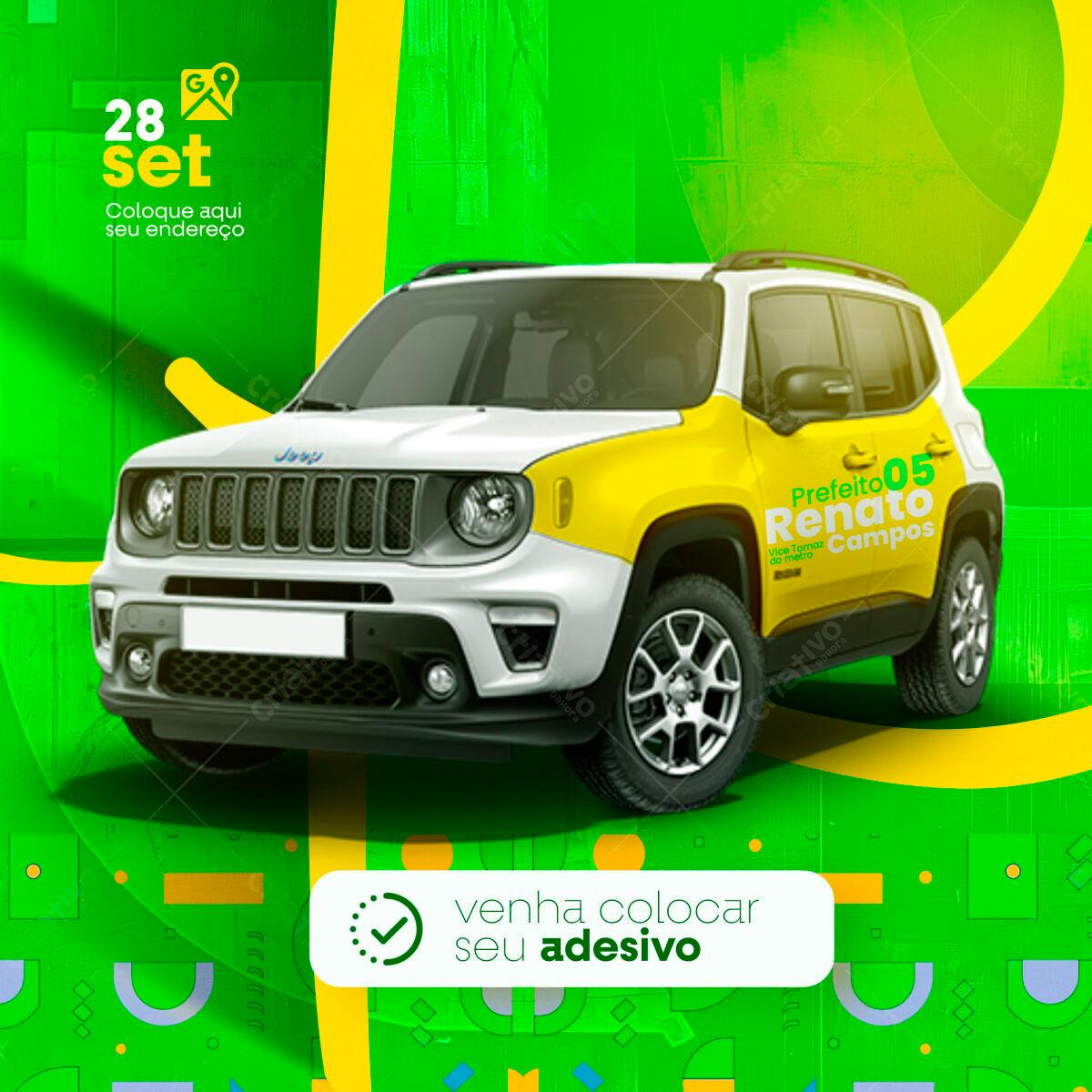 Adesivo de Carro para Campanha Política PSD Editável