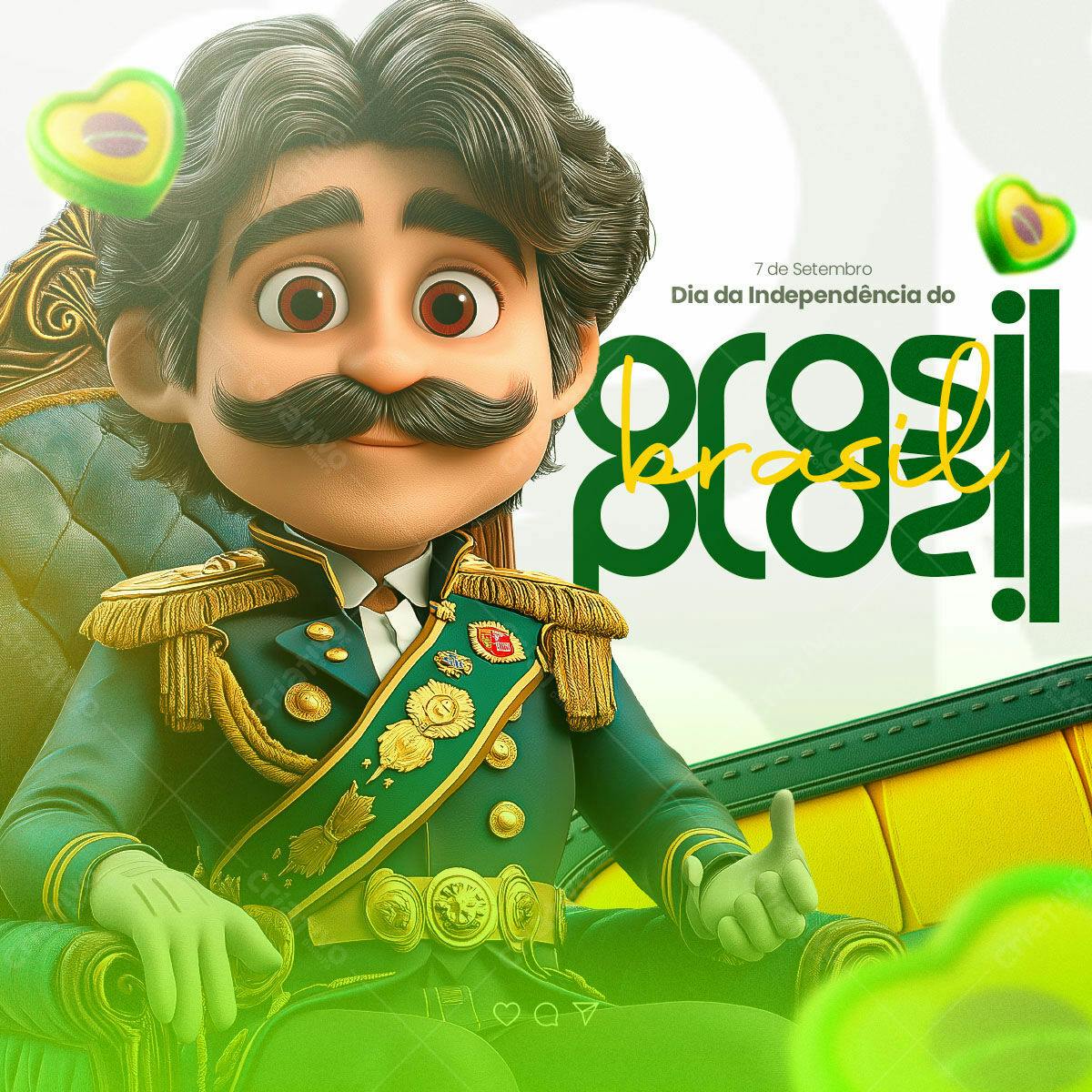 Arte para o Dia da Independência do Brasil PSD Editável