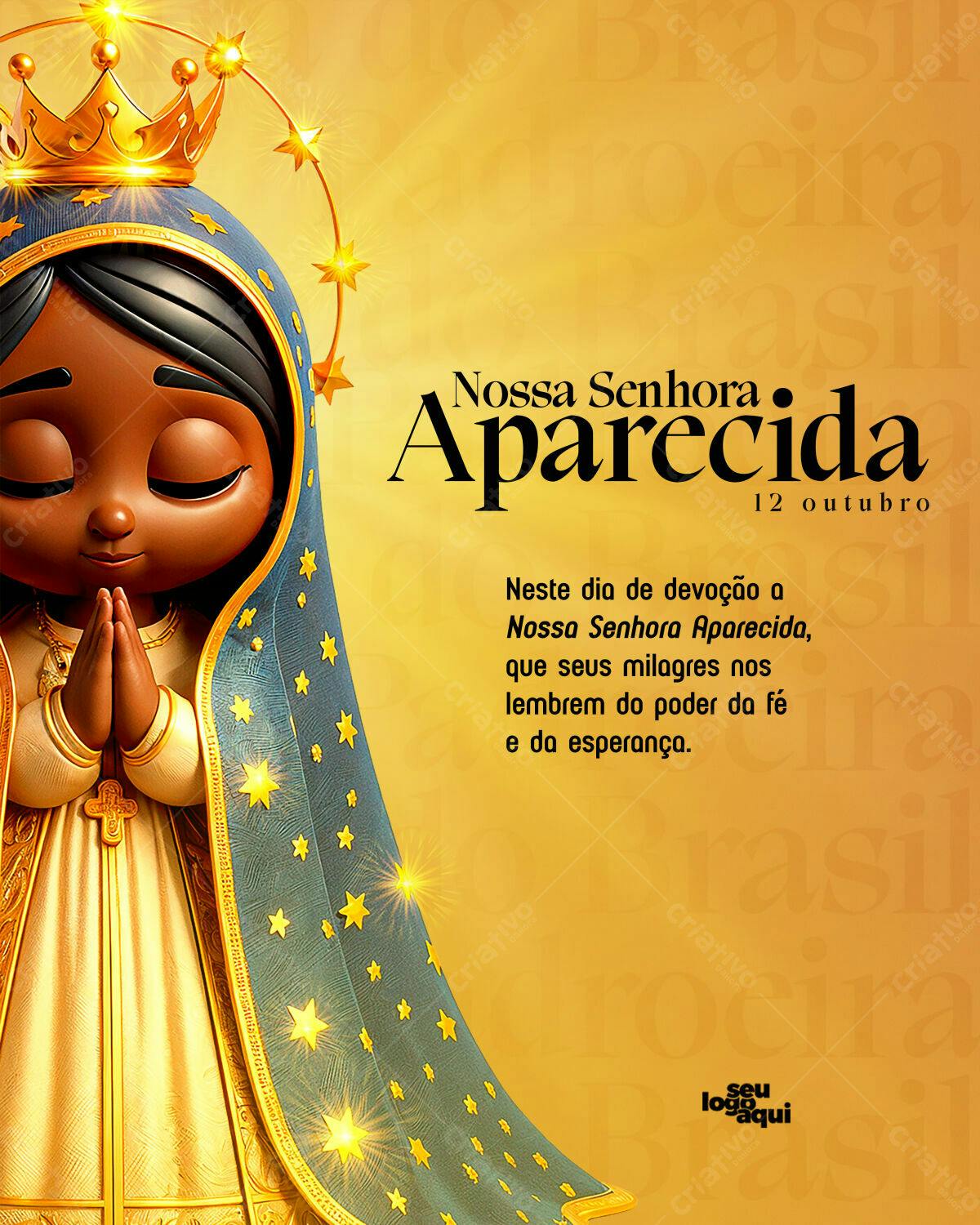 Arte Nossa Senhora Aparecida 12 Outubro PSD Editável