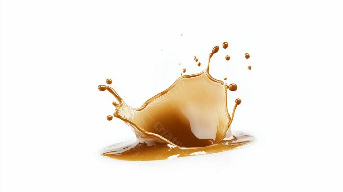 Salpico de café cremoso fundo branco