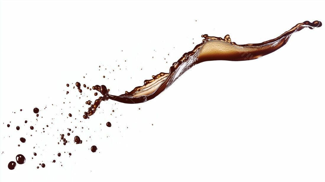 Salpico de café marrom sobre fundo branco