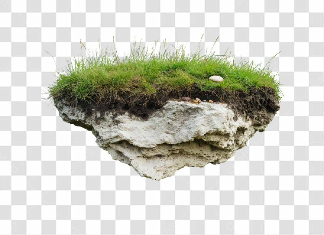 Elemento PNG com fundo transparente Pedra com Grama