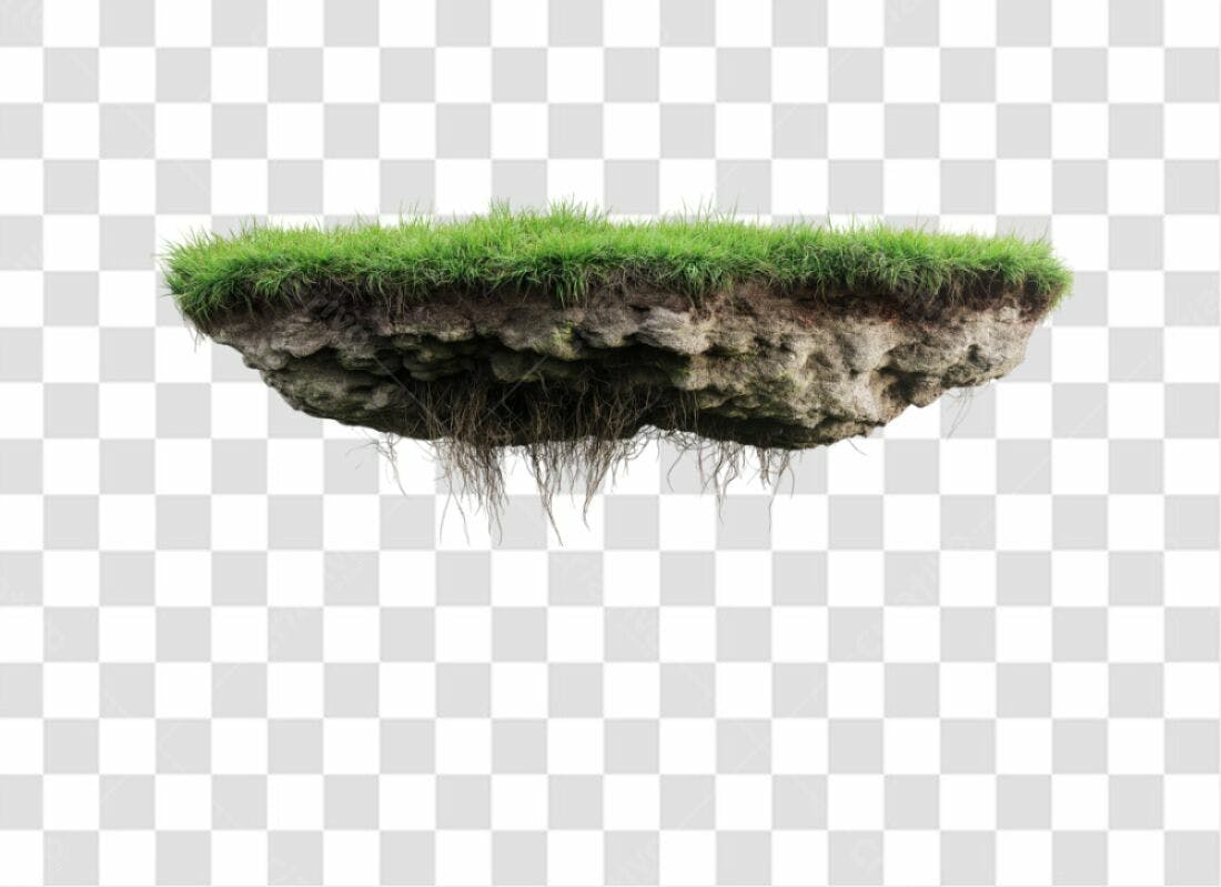 Elemento PNG com fundo transparente Ilhas flutuantes grama rocha