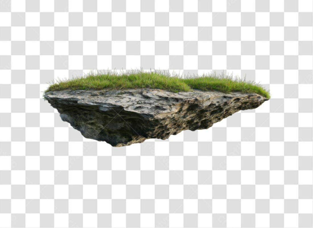 Elemento PNG com fundo transparente Rocha com grama