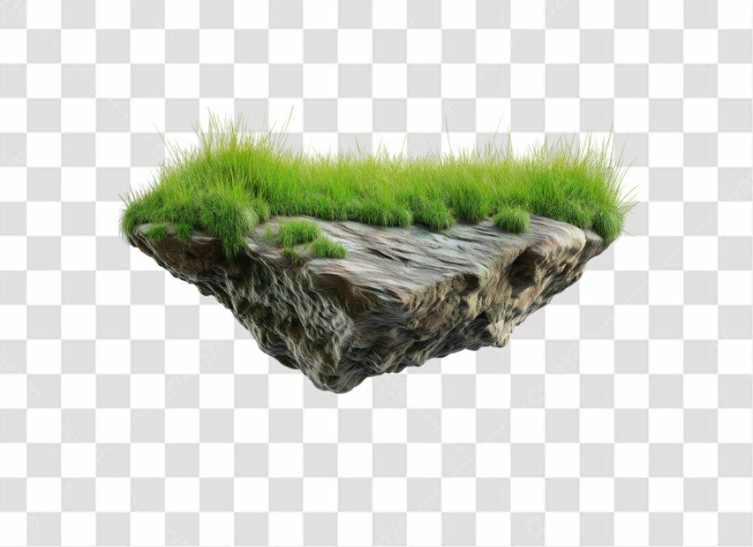 Plataforma rochosa com grama PNG com fundo transparente