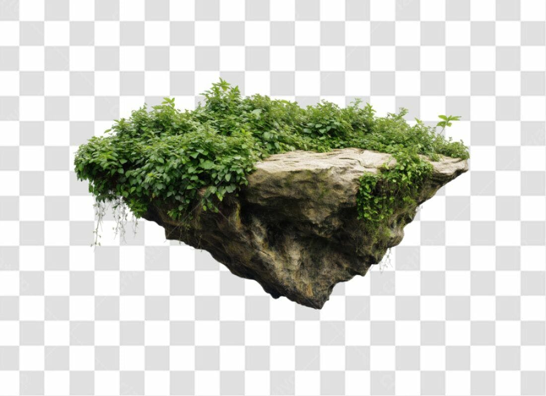 Elemento PNG com fundo transparente Rocha com vegetação