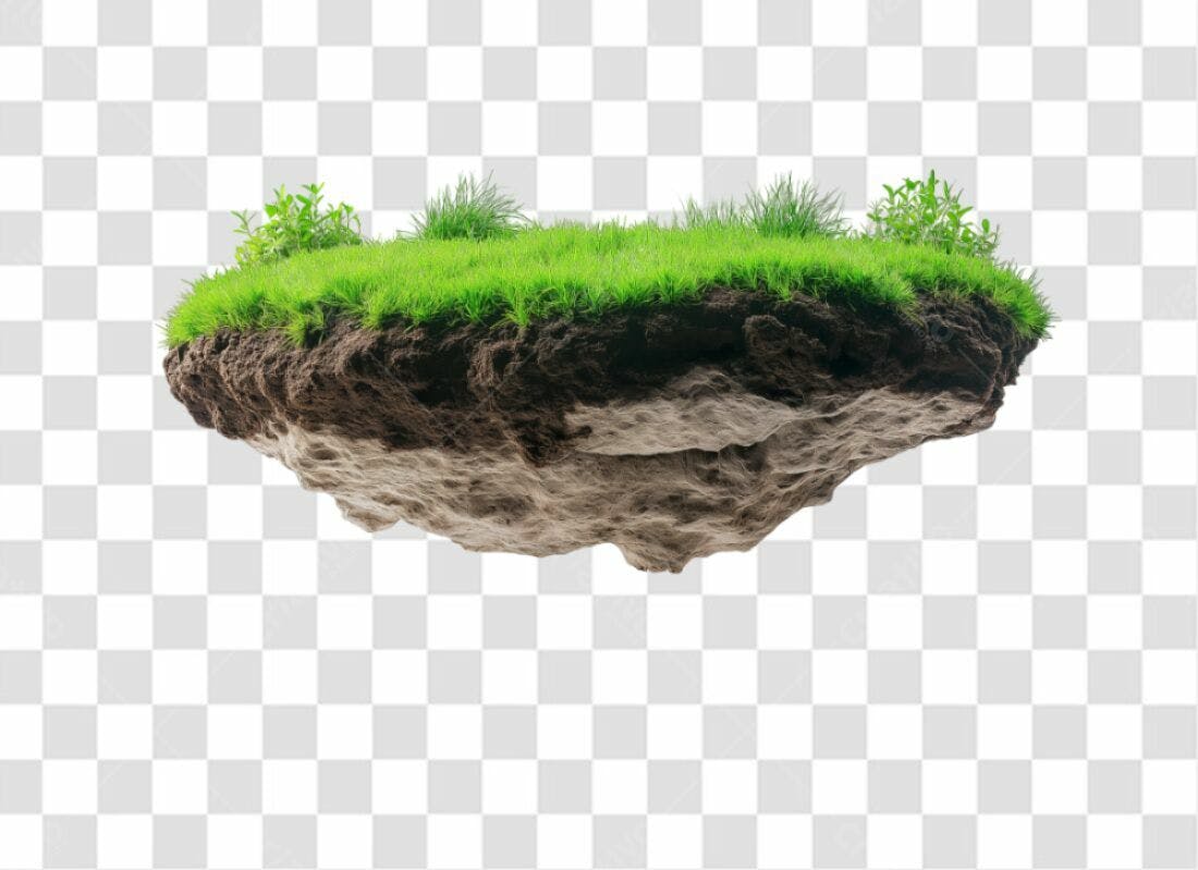 Elemento PNG Ilha com grama e fundo transparente