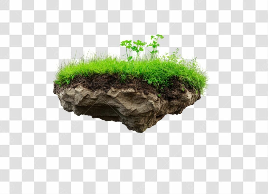 Icone Ilha Flutuante Grama Verde PNG com fundo transparente