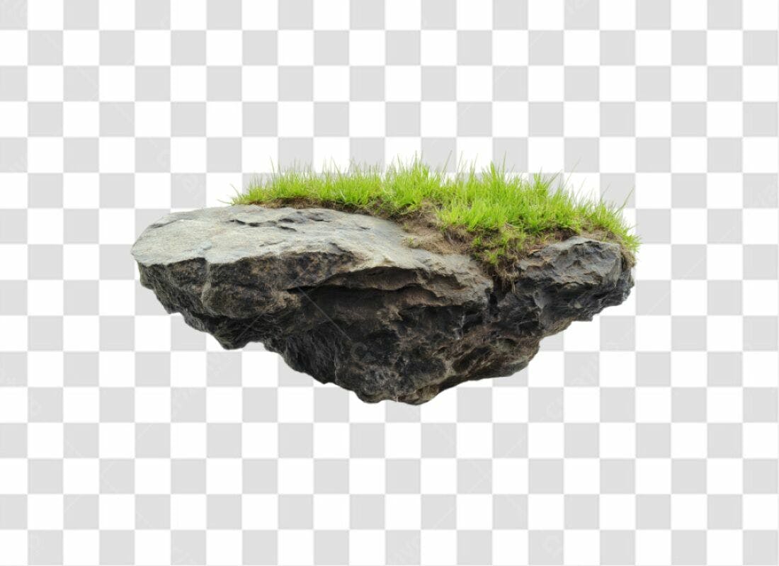 Elemento PNG com fundo transparente Rocha com grama