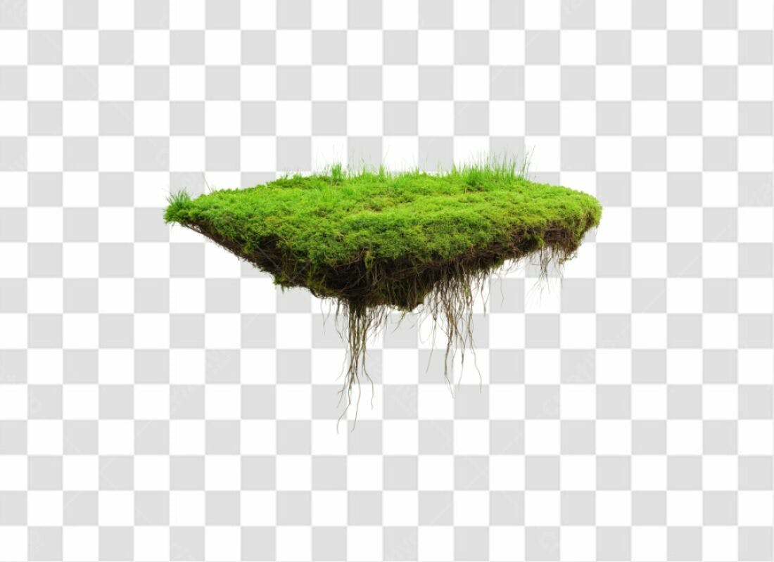 Elemento PNG com fundo transparente Ilha flutuante grama verde