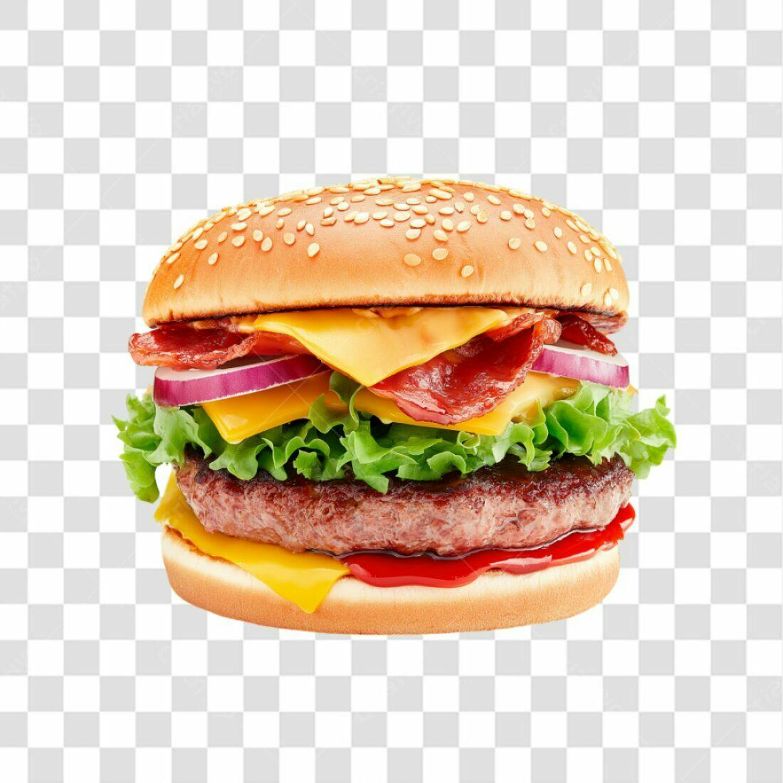 Imagem PNG de hambúrguer com bacon fundo transparente