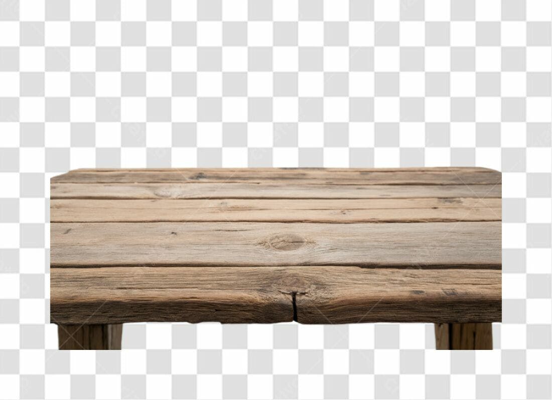 Mesa de madeira rústica PNG com fundo transparente