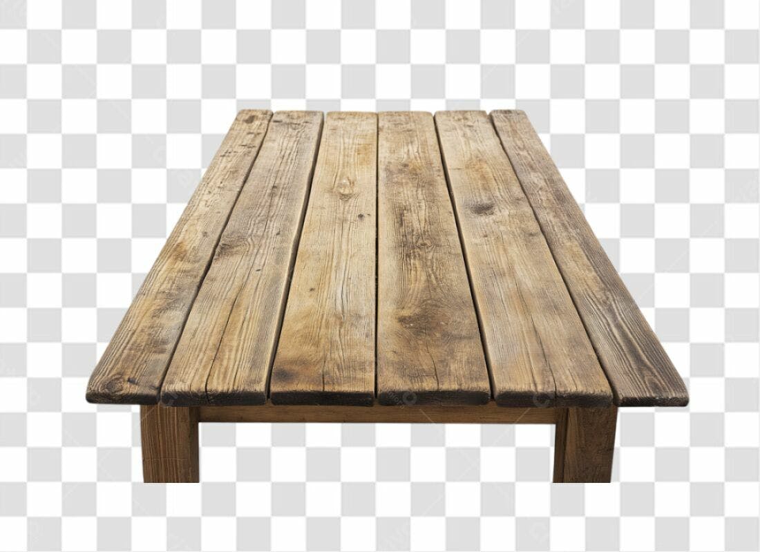 Mesa de madeira rústica PNG com fundo transparente