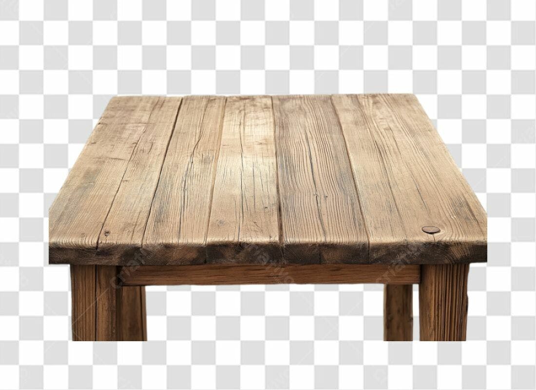 Mesa de madeira PNG com fundo transparente