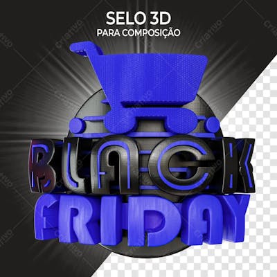Selo 3D Para Composição BLACK FRIDAY AZUL 