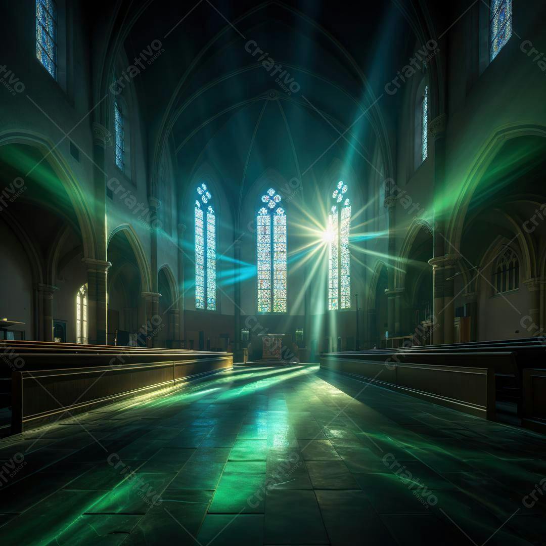 Luz solar em igreja gótica antiga