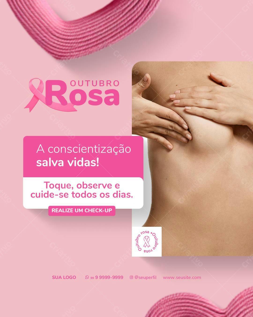 Post para Outubro Rosa PSD Editável
