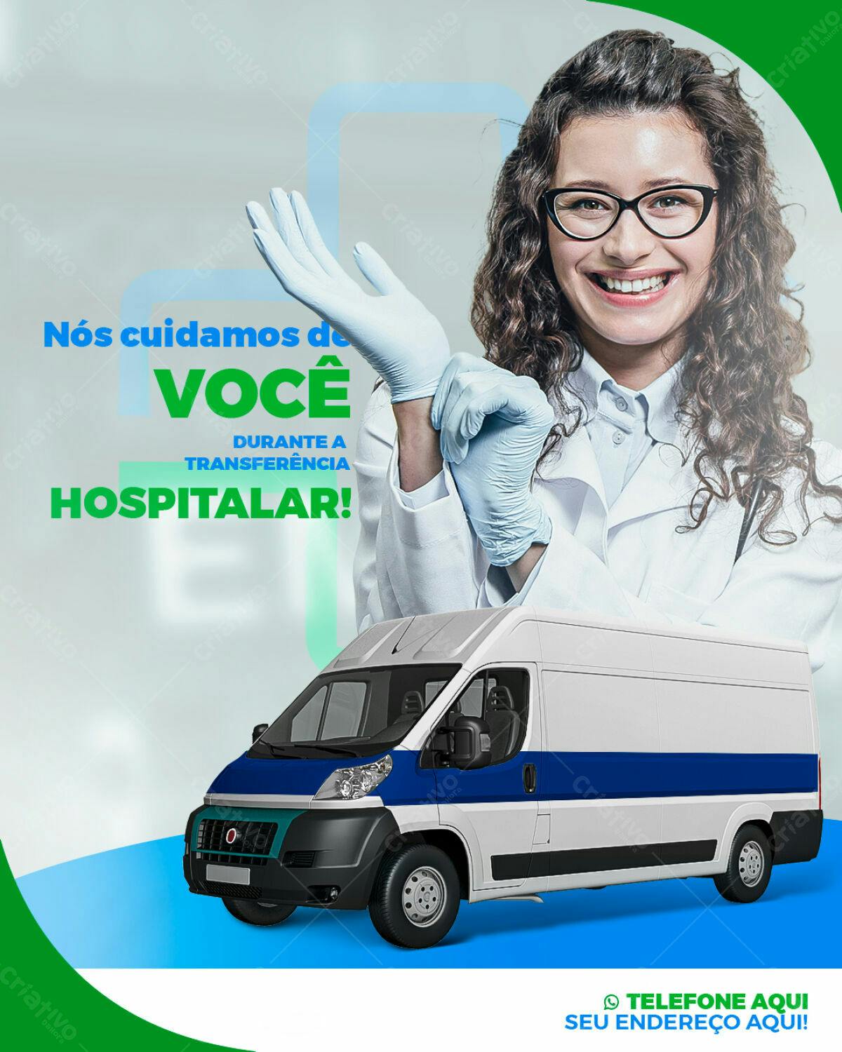 Flyer para Transporte Hospitalar PSD Editável