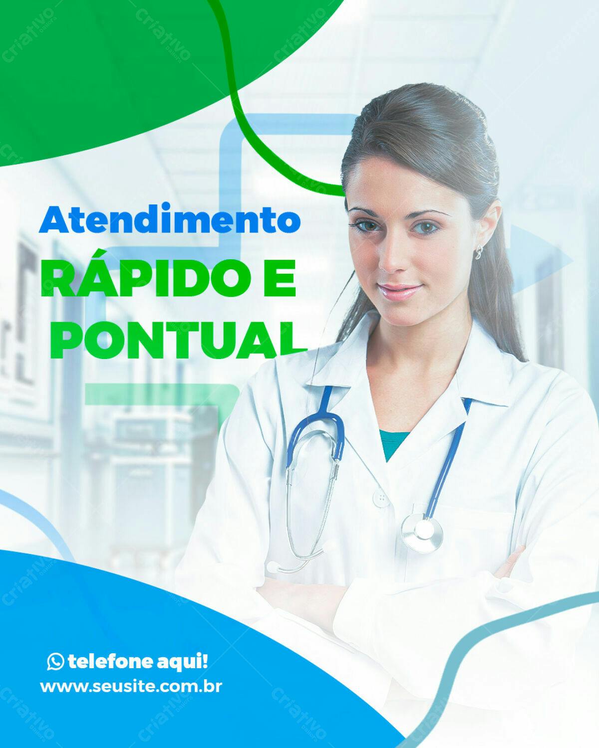 Flyer Médico Atendimento Rápido PSD Editável