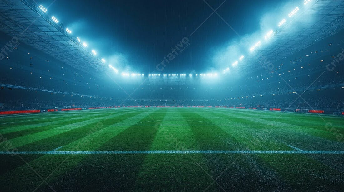 Campo de futebol iluminado à noite