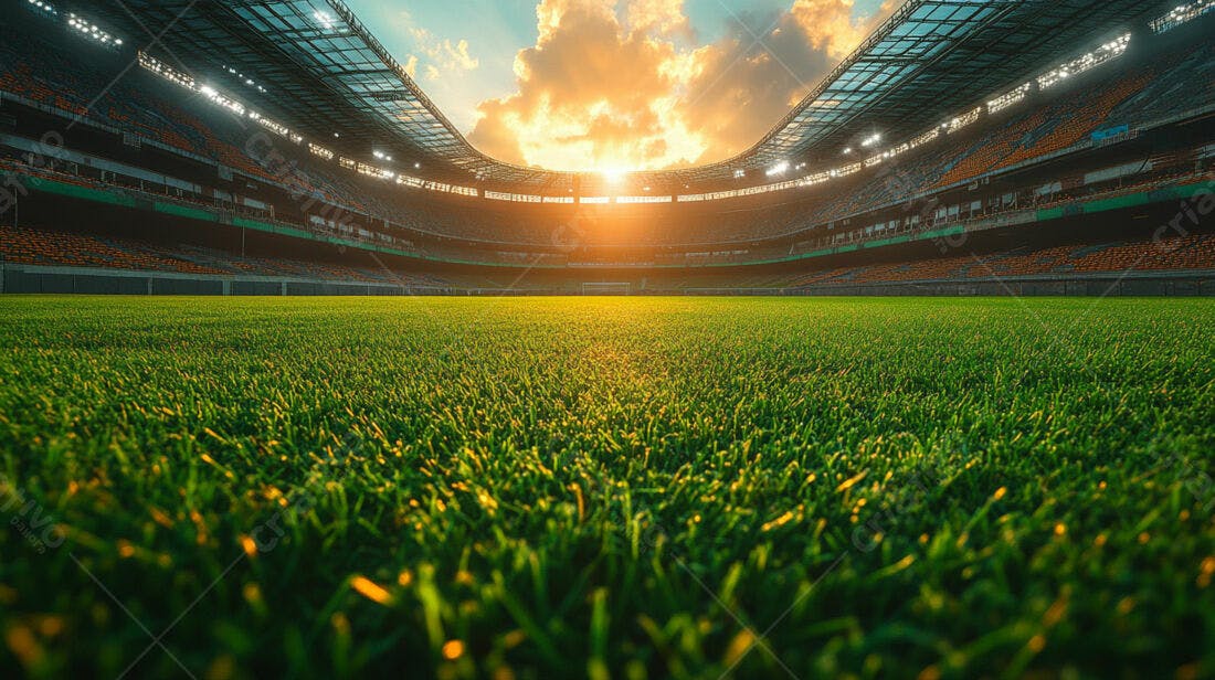 Campo de futebol ao pôr do sol