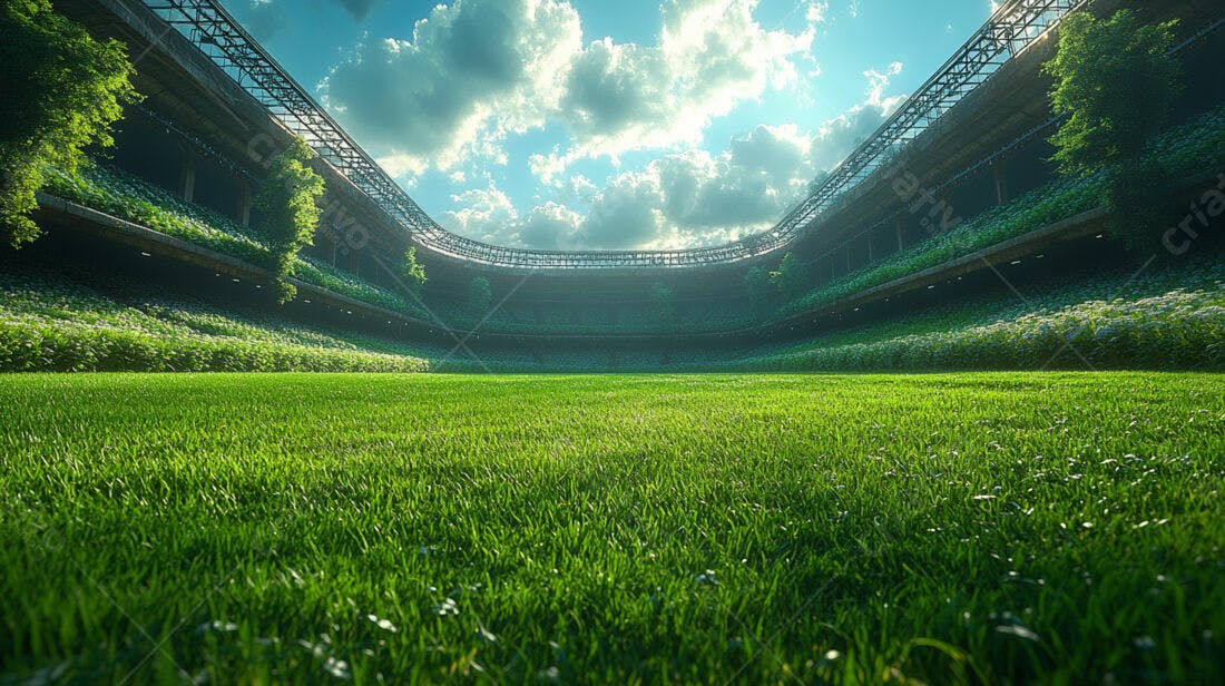 Estádio abandonado coberto por vegetação